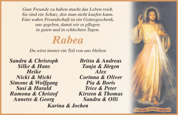 Traueranzeige von Rabea Heil 