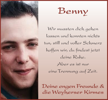 Traueranzeige von Benjamin Reus 