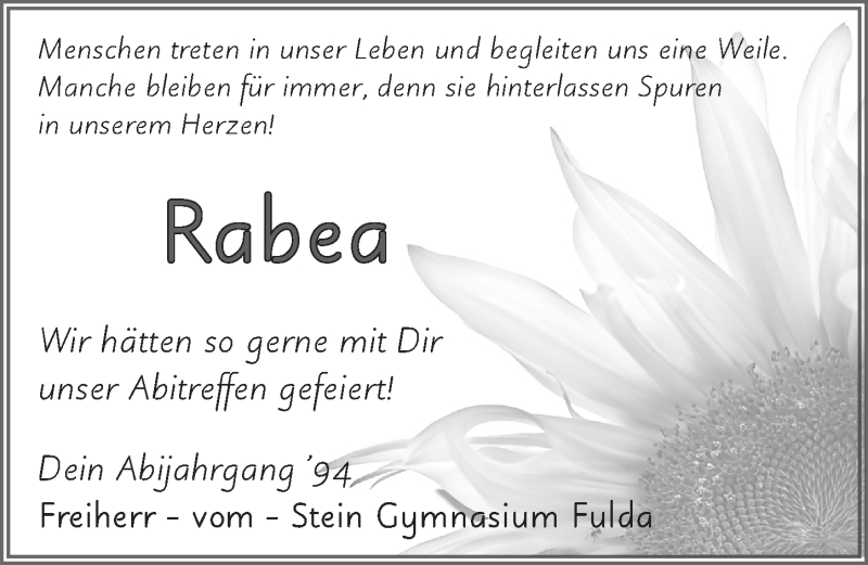  Traueranzeige für Rabea Heil vom 02.04.2014 aus 