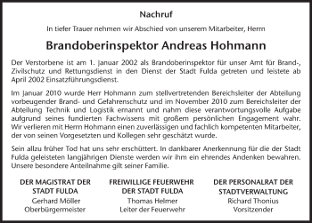 Traueranzeige von Andreas Hohmann 