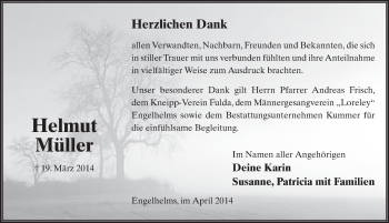 Traueranzeige von Helmut Müller 