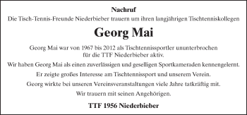 Traueranzeige von Georg Mai 