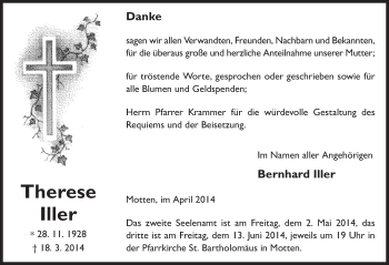 Traueranzeige von Therese Iller 