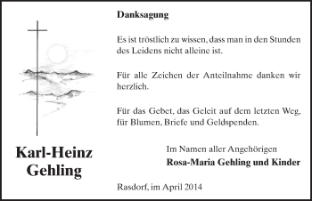 Traueranzeige von Karl-Heinz Gehling 