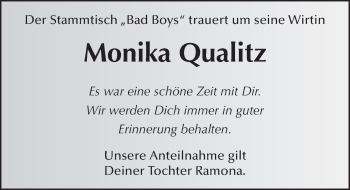 Traueranzeige von Monika Qualitz 