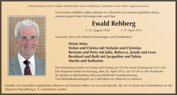 Traueranzeige von Ewald Rehberg 
