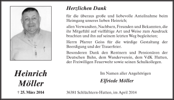 Traueranzeige von Heinrich Möller 