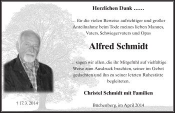 Traueranzeige von Alfred Schmidt 