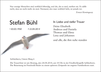Traueranzeige von Stefan Bühl 