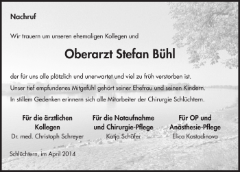 Traueranzeige von Stefan Bühl 