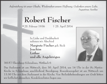 Traueranzeige von Robert Fischer 