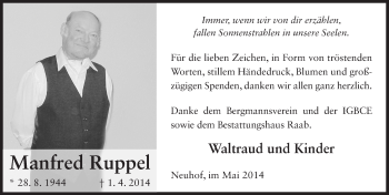 Traueranzeige von Manfred Ruppel 