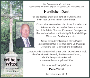 Traueranzeige von Wilhelm Witzel 