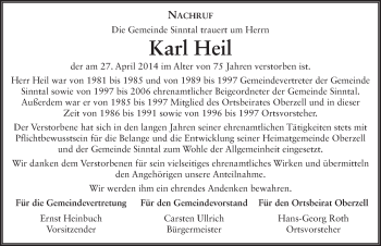 Traueranzeige von Karl Heil 