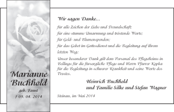 Traueranzeige von Marianne Buchhold 