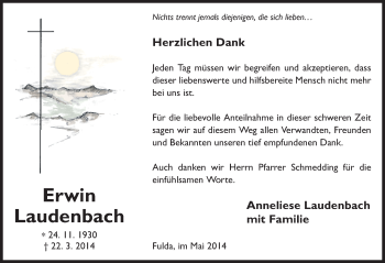 Traueranzeige von Erwin Laudenbach 