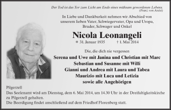 Traueranzeige von Nicola Leonangeli 