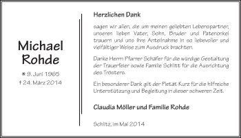 Traueranzeige von Michael Rohde 