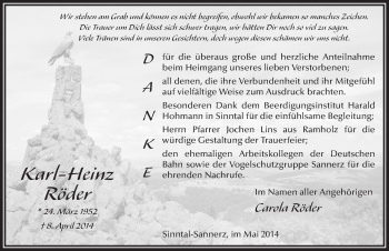 Traueranzeige von Karl-Heinz Röder 