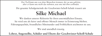 Traueranzeige von Silke Michael 