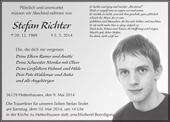 Traueranzeige von Stefan Richter 