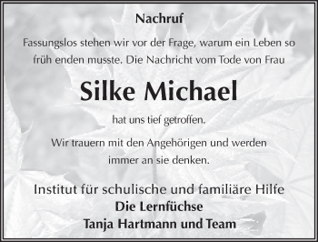 Traueranzeige von Silke Michael 