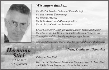 Traueranzeige von Hermann Stiel 