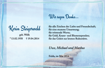 Traueranzeige von Karin Steigerwald 