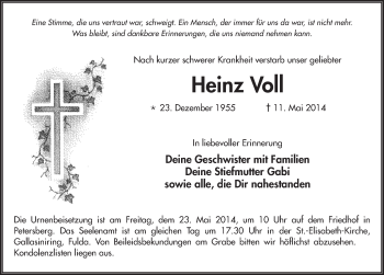 Traueranzeige von Heinz Voll 