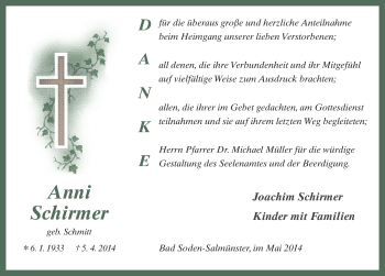 Traueranzeige von Anni Schirmer 
