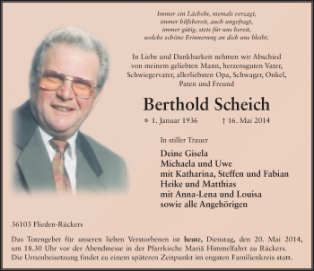 Traueranzeige von Berthold Scheich 
