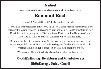 Traueranzeige von Raimund Raab 