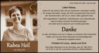 Traueranzeige von Rabea Heil 