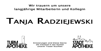 Traueranzeige von Tanja Radziejewski 