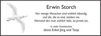 Traueranzeige von Erwin Storch 