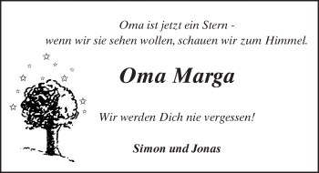 Traueranzeige von Marga Bamberger 