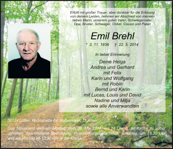 Traueranzeige von Emil Brehl 