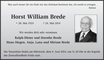 Traueranzeige von Horst William Brede 