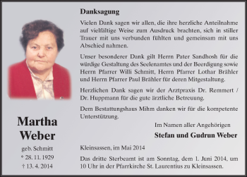 Traueranzeige von Martha Weber 