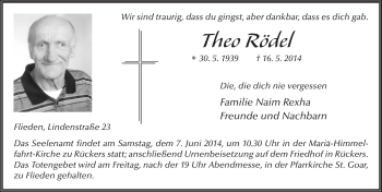 Traueranzeige von Theo Rödel 