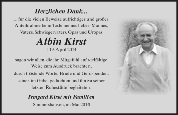 Traueranzeige von Albin Kirst 