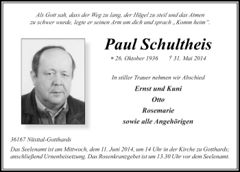 Traueranzeige von Paul Schultheis 
