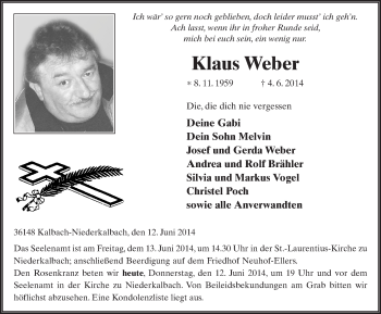 Traueranzeige von Klaus Weber 