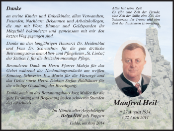 Traueranzeige von Manfred Heil 