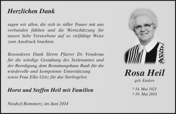 Traueranzeige von Rosa Heil 