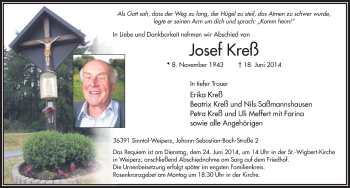 Traueranzeige von Josef Kreß 