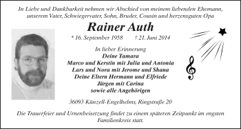 Traueranzeige von Rainer Auth 