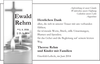 Traueranzeige von Ewald Rehm 