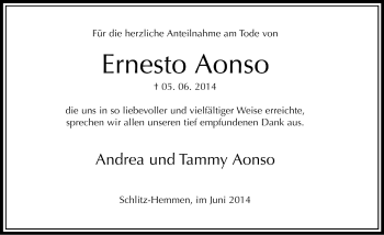 Traueranzeige von Ernesto Aonso 