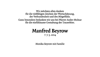 Traueranzeige von Manfred Beyrow 